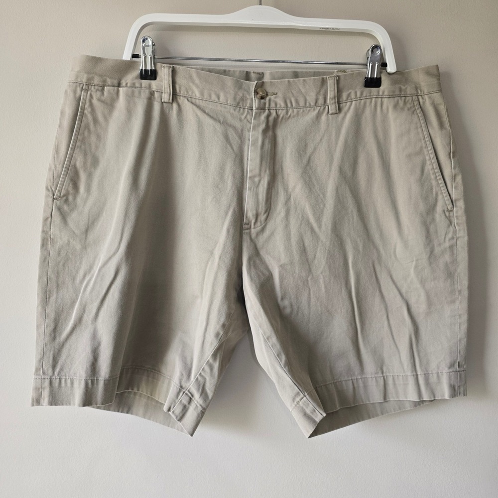 Polo Ralph Lauren Mens Khaki Chino Shorts 100% Cotton Size 40 Flat Front Tan